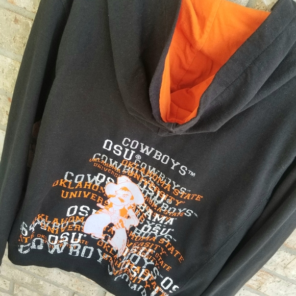 OSU OOKLAHOMA State Cowboys MEDIUM Black Zip-up HOODIE Emerson Street Collegiate - Picture 7 of 10